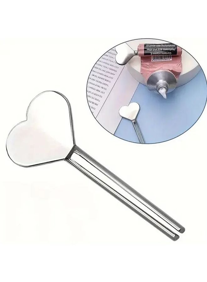 Heart Shaped Metal Toothpaste Squeezer Silvery Portable Ergonomic Handle - Image 5